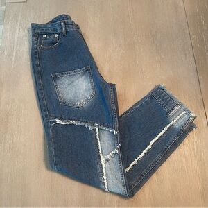 Y2K patchwork distressed funky denim jeans womens Size M grunge punk skater